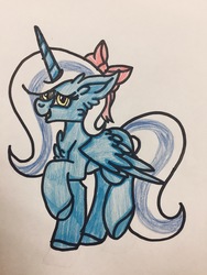 Size: 2448x3264 | Tagged: safe, artist:gentlevixengal135, oc, oc:fleurbelle, alicorn, pony, alicorn oc, colored hooves, commission, high res, traditional art