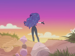 Size: 960x720 | Tagged: safe, screencap, rarity, equestria girls, equestria girls series, g4, the other side, ass, beach, bodysuit, butt, clothes, female, gloves, rearity, sunset