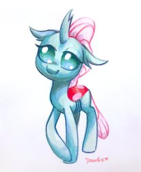 Size: 1357x1645 | Tagged: safe, artist:dawnfire, ocellus, changedling, changeling, g4, cute, diaocelles, female, smiling, solo, traditional art, 👒🕍ocellus