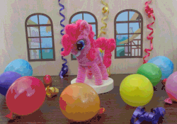 Size: 1409x987 | Tagged: safe, artist:malte279, animated, balloon, craft, pipe cleaner sculpture, pipe cleaners, stop motion, streamers
