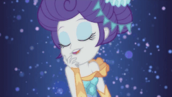Size: 640x360 | Tagged: safe, screencap, rarity, equestria girls, g4, my little pony equestria girls: better together, the other side, animated, carousel dress, clothes, eyes closed, female, jewelry