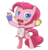 Size: 1280x1343 | Tagged: safe, artist:figgot, pinkie pie, earth pony, pony, g4, apron, bipedal, blush sticker, blushing, clothes, cupcake, cute, daaaaaaaaaaaw, diapinkes, female, food, heart eyes, hoof hold, looking at you, mare, open mouth, simple background, solo, transparent background, volumetric mouth, wingding eyes