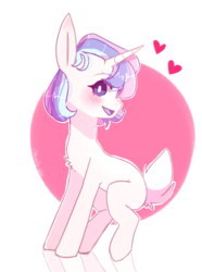 Size: 697x935 | Tagged: safe, artist:erinartista, oc, oc only, oc:cotton tail, pony, unicorn, blushing, deer tail, female, heart, looking at you, mare, nimbus, simple background, smiling, solo, transparent background, turned head