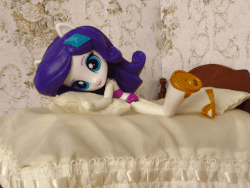 Size: 612x459 | Tagged: safe, artist:whatthehell!?, rarity, equestria girls, g4, animated, bed, bedroom, clothes, crying, doll, drama, equestria girls drama, equestria girls minis, eqventures of the minis, female, irl, marshmelodrama, photo, pillow, rarity being rarity, sad, sandals, stop motion, swimsuit, tantrum, toy
