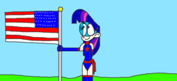 Size: 1157x529 | Tagged: safe, artist:devon13168, twilight sparkle, human, g4, 1000 hours in ms paint, american flag, female, flag, holding a flag, humanized, solo, united states