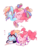 Size: 798x1052 | Tagged: safe, artist:pinkablue, fili-second, pinkie pie, rainbow dash, zapp, earth pony, pegasus, pony, g4, female, laughing, lesbian, mare, pom pom, power ponies, prone, ship:pinkiedash, shipping, simple background, sleeping, smiling, white background, zzz