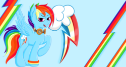Size: 4098x2175 | Tagged: safe, artist:fearvirus, rainbow dash, pony, g4, alternate hairstyle, female, goggles, solo, wallpaper