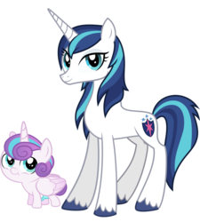 Size: 1803x2000 | Tagged: safe, artist:whalepornoz, princess flurry heart, shining armor, alicorn, pony, unicorn, g4, baby, baby blizzard heart, baby pony, colt blizzard heart, duo, feathered wings, female, female to male, folded wings, gleaming shield, horn, male, mare, mother and son, prince blizzard heart, rule 63, simple background, transparent background, unshorn fetlocks, vector, wings