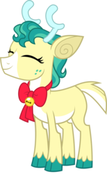 Size: 1212x1966 | Tagged: safe, artist:whalepornoz, alice the reindeer, deer, reindeer, best gift ever, g4, .svg available, bell, bow, cloven hooves, colored hooves, doe, eyes closed, female, simple background, solo, transparent background, vector