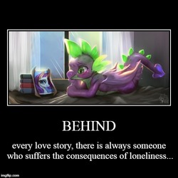 Size: 500x500 | Tagged: safe, artist:renciel, edit, rarity, spike, dragon, g4, book, demotivation, female, male, mare, poster, ship:sparity, shipping, smiling, straight, text, winged spike, wings