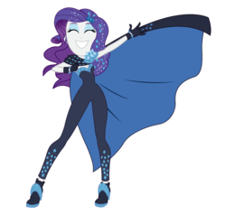 Size: 2478x2349 | Tagged: safe, artist:lifes-remedy, rarity, equestria girls, g4, my little pony equestria girls: better together, the other side, bodysuit, cape, clothes, eyes closed, female, high res, pauldron, simple background, smiling, solo, transparent background, vector