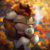 Size: 2000x2000 | Tagged: safe, artist:confetticakez, autumn blaze, kirin, g4, season 8, sounds of silence, autumn, awwtumn blaze, blushing, bust, clothes, cloven hooves, coffee, cup, cute, drinking, female, floppy ears, high res, hoof hold, horn, leaves, mare, one eye closed, quadrupedal, scarf, solo, starbucks, steam, xk-class end-of-the-world scenario