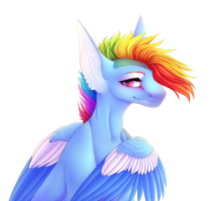 Size: 1454x1325 | Tagged: safe, artist:remalmok, rainbow dash, pony, g4, female, multicolored hair, simple background, solo, white background