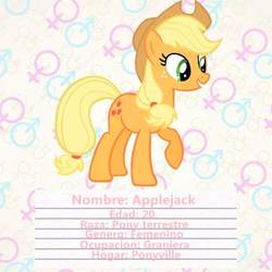 Size: 1024x1024 | Tagged: safe, applejack, earth pony, pony, g4, cowboy hat, female, freckles, hat, mare, raised hoof, smiling, solo, spanish
