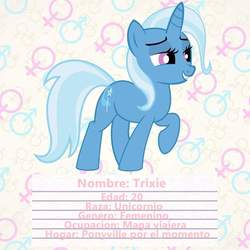 Size: 1024x1024 | Tagged: safe, trixie, pony, unicorn, g4, female, mare, raised hoof, smiling, solo, spanish