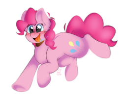 Size: 3200x2689 | Tagged: safe, artist:d-akii, pinkie pie, earth pony, pony, g4, blushing, cutie mark, female, high res, mare, open mouth, running, salivating, simple background, solo, tongue out, transparent background