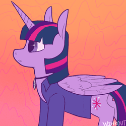 Size: 600x600 | Tagged: safe, artist:comickit, part of a set, twilight sparkle, alicorn, pony, g4, abstract background, clothes, cutie mark, female, jewelry, mare, necklace, shirt, solo, twilight sparkle (alicorn)
