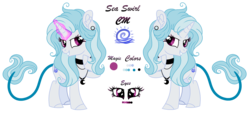 Size: 2455x1111 | Tagged: safe, artist:angellightyt, oc, oc only, oc:sea swirl, pony, reference sheet, simple background, solo, transparent background