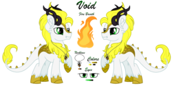 Size: 2331x1164 | Tagged: safe, artist:angellightyt, oc, oc only, oc:void, kirin, cloven hooves, male, reference sheet, simple background, solo, transparent background