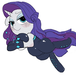 Size: 1100x1100 | Tagged: safe, artist:baigak, rarity, pony, unicorn, equestria girls, equestria girls series, g4, the other side, adorasexy, blushing, clothes, cute, female, hoof gloves, mare, plump, sexy, simple background, solo, unitard, white background