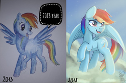 Size: 3236x2126 | Tagged: safe, artist:php97, rainbow dash, pony, g4, cloud, female, high res, redraw, remastered, solo
