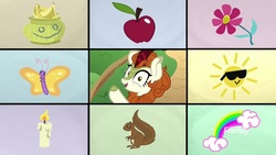 Size: 1920x1080 | Tagged: safe, screencap, autumn blaze, rainbow dash (g3), butterfly, kirin, squirrel, g3, g4, sounds of silence, a kirin tale, apple, banana, basket, candle, cutie mark, female, flower, food, happy, happy face, rainbow, sudoku, sun, sunglasses