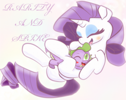 Size: 2000x1600 | Tagged: safe, artist:j5ajj, rarity, spike, dragon, pony, unicorn, g4, abstract background, blushing, cute, digital art, duo, eyes closed, female, hug, male, mare, ship:sparity, shipping, smiling, straight, text