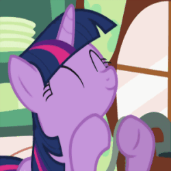Size: 300x300 | Tagged: safe, screencap, twilight sparkle, pony, unicorn, g4, green isn't your color, animated, clapping, clapping ponies, cropped, cute, eyes closed, female, gif, mare, perfect loop, pleased, smiling, solo, twiabetes