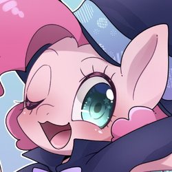 Size: 399x399 | Tagged: safe, artist:bbtasu, pinkie pie, earth pony, pony, g4, cute, female, mare, one eye closed, solo, starry eyes, wingding eyes, wink