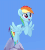 Size: 400x440 | Tagged: safe, screencap, rainbow dash, pegasus, pony, g4, my little pony: the movie, animated, cropped, cute, dashabetes, female, flapping, flying, gif, happy, hoofy-kicks, mare, open mouth, perfect loop, smiling, solo, spread wings, wings
