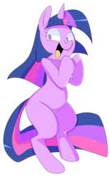 Size: 1619x2616 | Tagged: safe, artist:norithecat, twilight sparkle, pony, unicorn, g4, bipedal, cute, excited, female, mare, missing cutie mark, open mouth, simple background, solo, transparent background, twiabetes