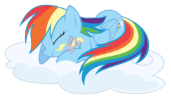 Size: 3269x1940 | Tagged: dead source, safe, artist:schaafii, derpy hooves, rainbow dash, pegasus, pony, g4, cloud, cute, dashabetes, derpabetes, duo, micro, on a cloud, simple background, sleeping, tiny, tiny ponies, transparent background