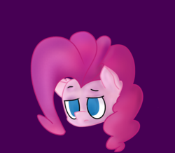 Size: 1260x1100 | Tagged: safe, artist:packy paca, pinkie pie, earth pony, pony, g4, disembodied head, female, head, no pupils, purple background, raised eyebrow, simple background, solo