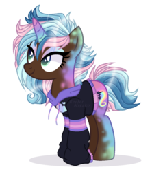 Size: 1024x1154 | Tagged: safe, artist:_spacemonkeyz_, oc, oc only, pony, unicorn, clothes, female, hoodie, mare, simple background, solo, transparent background