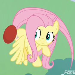 Size: 943x942 | Tagged: safe, screencap, fluttershy, pegasus, pony, father knows beast, g4, buckball, butt bump, butt smash, concentrating, cropped, female, flying, mare, solo, spinning