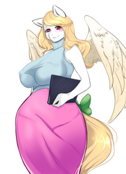 Size: 1312x1803 | Tagged: safe, artist:kirani, oc, oc only, oc:gentle breeze, pegasus, anthro, anthro oc, big breasts, blushing, breasts, clothes, female, looking at you, simple background, smiling, solo, white background, ych result