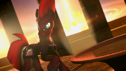 Size: 1920x1080 | Tagged: safe, artist:twilighlot, tempest shadow, pony, g4, 3d, female, fire, solo, source filmmaker