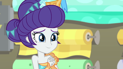 Size: 1920x1080 | Tagged: safe, screencap, rarity, equestria girls, equestria girls series, g4, my little pony equestria girls: rollercoaster of friendship, bare shoulders, carousel dress, female, solo