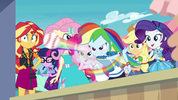 Size: 1920x1080 | Tagged: safe, screencap, applejack, fluttershy, pinkie pie, rainbow dash, rarity, sci-twi, sunset shimmer, twilight sparkle, equestria girls, equestria girls series, g4, rollercoaster of friendship, baseball, female, geode of empathy, geode of fauna, geode of shielding, geode of sugar bombs, geode of super speed, geode of super strength, geode of telekinesis, humane five, humane seven, humane six, magical geodes, photo booth (song), sports