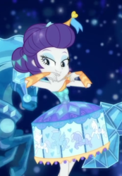 Size: 499x720 | Tagged: safe, screencap, rarity, equestria girls, g4, my little pony equestria girls: better together, the other side, armpits, bare shoulders, bedroom eyes, carousel dress, clothes, cropped, dress, eyeshadow, female, lidded eyes, makeup, smiling, smiling at you, solo