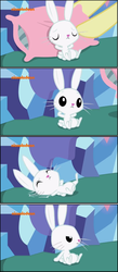 Size: 1038x2372 | Tagged: safe, edit, edited screencap, screencap, angel, rabbit, father knows beast, g4, angry, comic, nickelodeon, pillow, resting, screencap comic