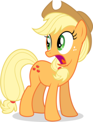 Size: 3034x3979 | Tagged: safe, artist:tomfraggle, applejack, earth pony, pony, g4, cowboy hat, faic, female, freckles, hat, high res, looking back, open mouth, say what, simple background, solo, stetson, surprised, transparent background, vector