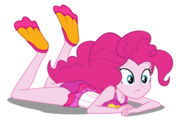Size: 2520x1731 | Tagged: safe, artist:lifes-remedy, pinkie pie, equestria girls, equestria girls series, forgotten friendship, g4, ass, ass up, butt, clothes, cute, female, flippers (gear), pinkie pie day, pinkie pie swimsuit, prone, simple background, solo, swimsuit, transparent background, vector
