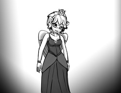 Size: 1280x989 | Tagged: safe, artist:warskunk, oc, oc:cold front, pegasus, anthro, bowsette, clothes, cute, dress, female, mare, rule 63, smiling, super crown, toadette, transformation