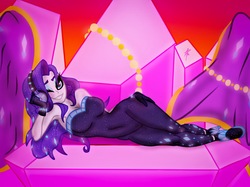 Size: 2592x1936 | Tagged: safe, rarity, human, equestria girls, g4, aesthetics, armpits, breasts, busty rarity, clothes, female, hair over one eye, headphones, looking at you, lying down, one eye closed, solo, wink