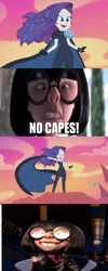 Size: 565x1413 | Tagged: safe, edit, edited screencap, screencap, rarity, equestria girls, g4, my little pony equestria girls: better together, the other side, cape, clothes, edna mode, meme, no capes, the incredibles