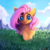 Size: 3200x3200 | Tagged: source needed, safe, artist:miokomata, fluttershy, pegasus, pony, g4, cute, cute little fangs, fangs, featured image, female, folded wings, freckles, freckleshy, grass, high res, looking at you, mare, prone, shyabetes, smiling, solo, wings, wrong eye color