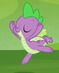 Size: 488x602 | Tagged: safe, screencap, spike, dragon, father knows beast, g4, cropped, eyes closed, majestic as fuck, male, winged spike, wings