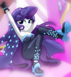 Size: 2400x2600 | Tagged: safe, artist:geraritydevillefort, rarity, equestria girls, equestria girls series, the other side, armpits, bare shoulders, bedroom eyes, clothes, dress, female, gloves, high heels, lidded eyes, looking at you, shoes, sleeveless, solo, strapless