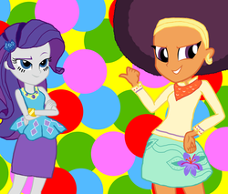 Size: 2577x2195 | Tagged: safe, artist:ktd1993, artist:ravenwolf-bases, rarity, saffron masala, equestria girls, g4, my little pony equestria girls: better together, afro, alternate hairstyle, crossed arms, female, high res, lesbian, raffron, shipping